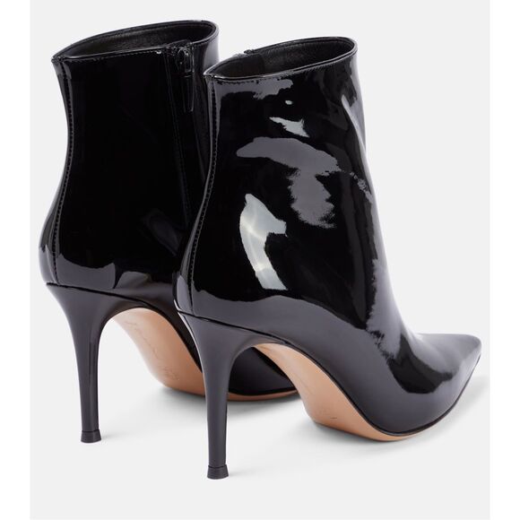 Gianvito Rossi Patent Leather Side Zip Stiletto Heel Ankle Boots Black Size 39.5 - Picture 4 of 12